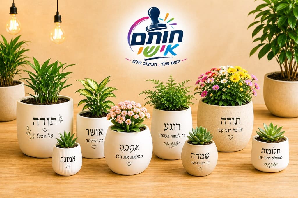 מגוון עציצים עם הקדשה אישית