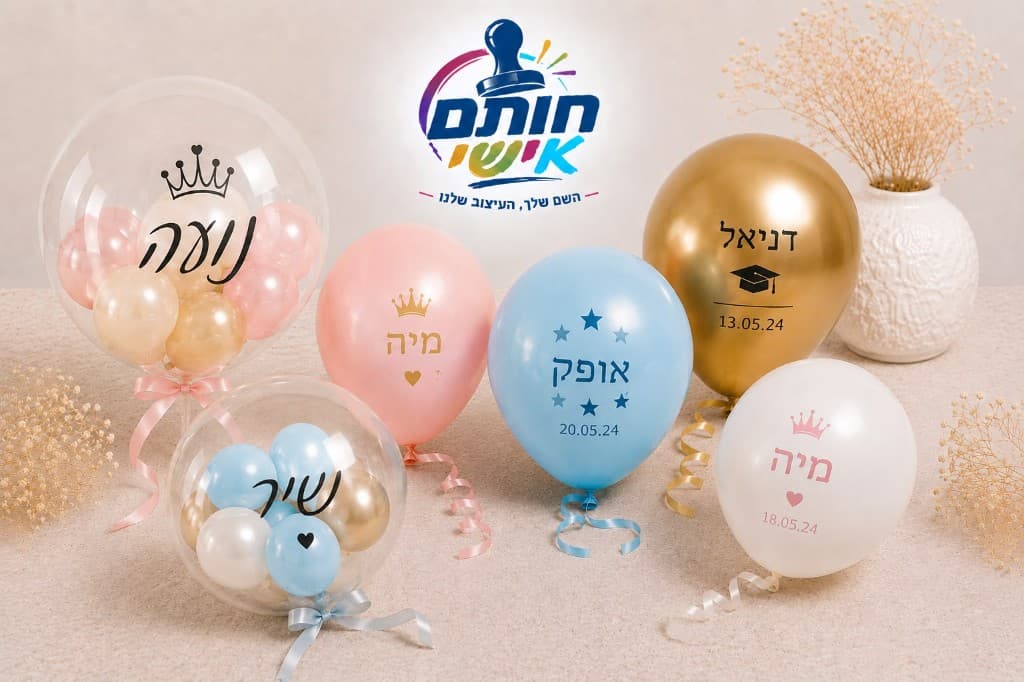 בלונים ממותגים עם שם ותאריך