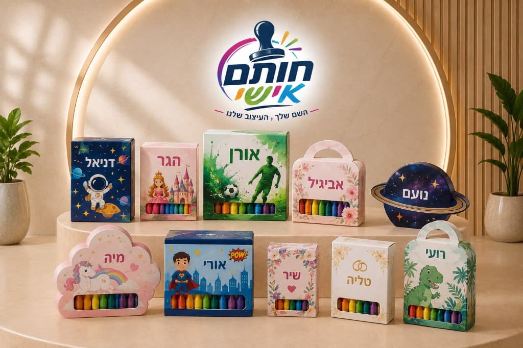 קופסאות צבעים ממותגות עם שם ועיצוב אישי