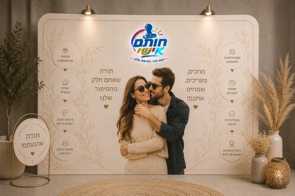 שלט צילום ממותג של חותם אישי — רקע לצילום עם עיצוב אישי