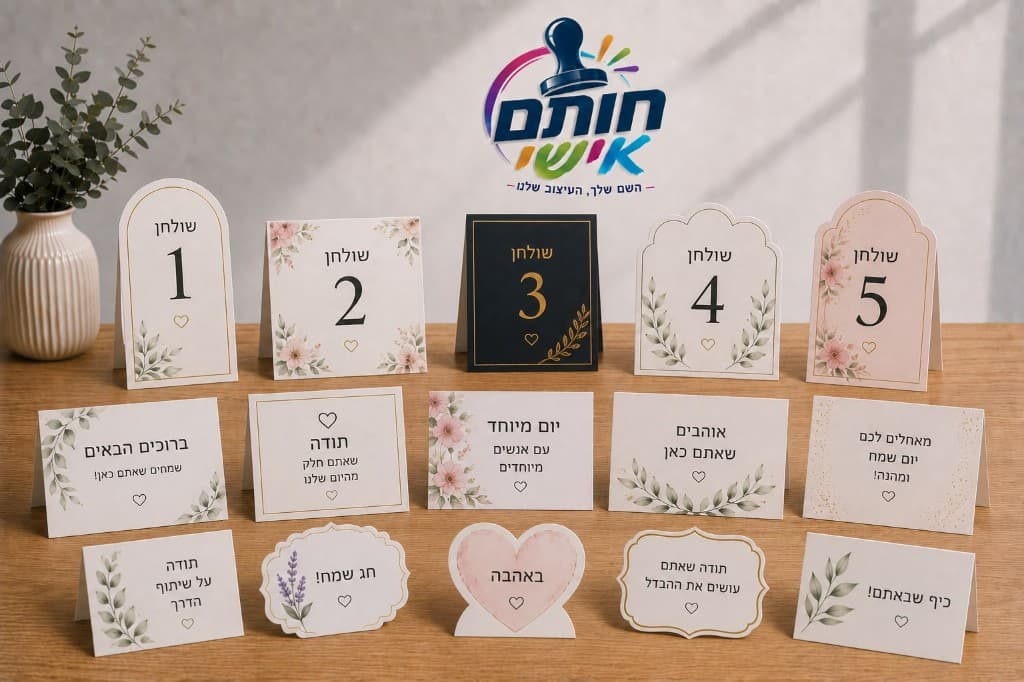 מיתוג לעיצוב החלל — מספרי שולחן וכרטיסים מעוצבים